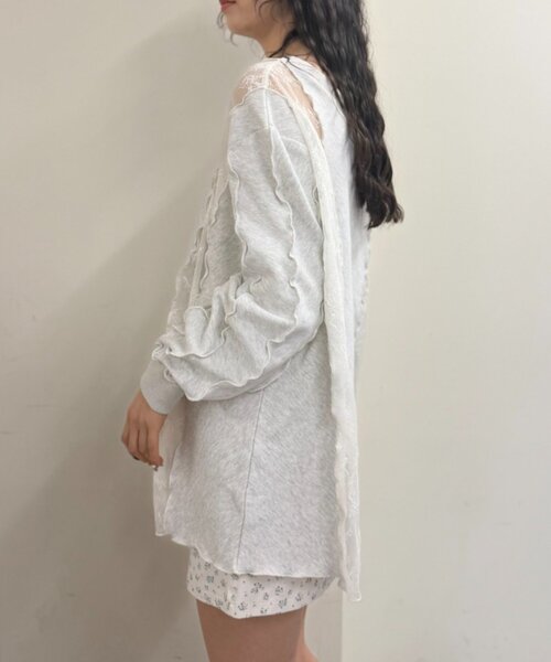 w closet（ダブルクローゼット）の「レースメロウスウェット（Tシャツ/カットソー・レディース・アイボリー/グレー/オレンジ/ネイビー・FREE）」の15枚目の写真
