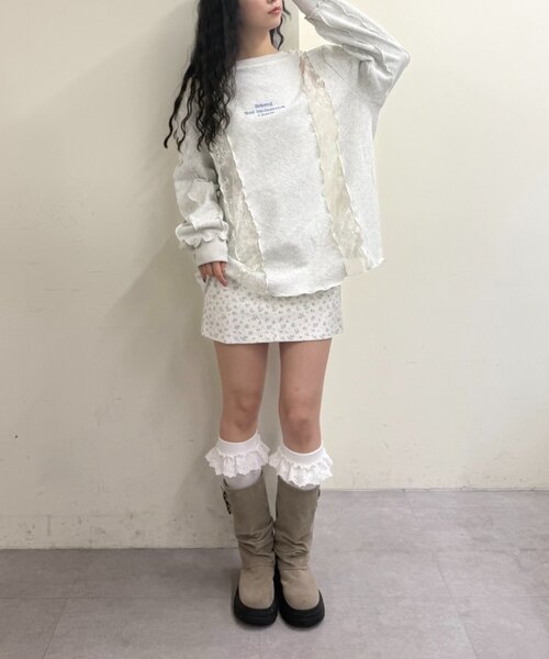 w closet（ダブルクローゼット）の「レースメロウスウェット（Tシャツ/カットソー・レディース・アイボリー/グレー/オレンジ/ネイビー・FREE）」の17枚目の写真