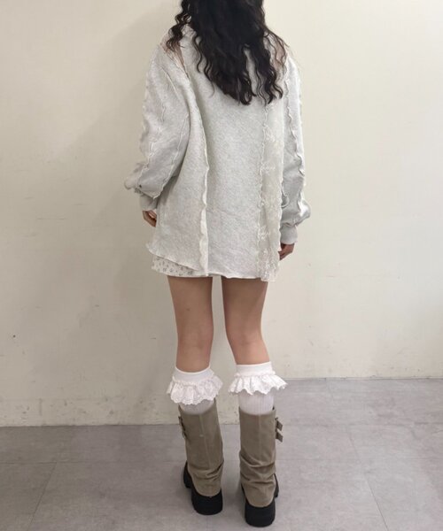 w closet（ダブルクローゼット）の「レースメロウスウェット（Tシャツ/カットソー・レディース・アイボリー/グレー/オレンジ/ネイビー・FREE）」の6枚目の写真