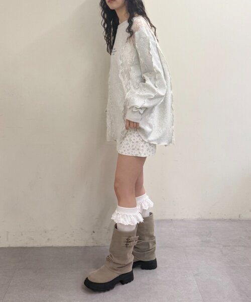 w closet（ダブルクローゼット）の「レースメロウスウェット（Tシャツ/カットソー・レディース・アイボリー/グレー/オレンジ/ネイビー・FREE）」の7枚目の写真
