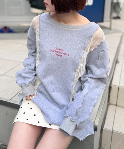 w closet（ダブルクローゼット）の「レースメロウスウェット（Tシャツ/カットソー・レディース・アイボリー/グレー/オレンジ/ネイビー・FREE）」の8枚目の写真