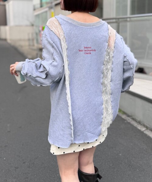 w closet（ダブルクローゼット）の「レースメロウスウェット（Tシャツ/カットソー・レディース・アイボリー/グレー/オレンジ/ネイビー・FREE）」の11枚目の写真