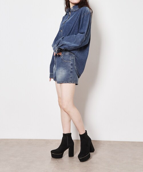 ESPERANZA(エスペランサ)の「【ラク盛り/約12㎝】ラク盛り厚底ゴールドラインショートブーツ(ブーツ・レディース・ベージュ系/ブラック系/ブラック・S/M/L/LL)」の10枚目の写真