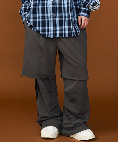 セール】【UNISEX】LAYERD SWEAT PANTS/レイヤードスウェットパンツ