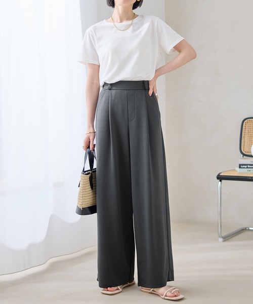 Viola e Viola(ヴィオラエヴィオラ)の「なめらかダンボールワイドパンツ(その他パンツ・レディース・チャコール/ブラウン/杢グレー/ブラック・LL/L/M)」の13枚目の写真