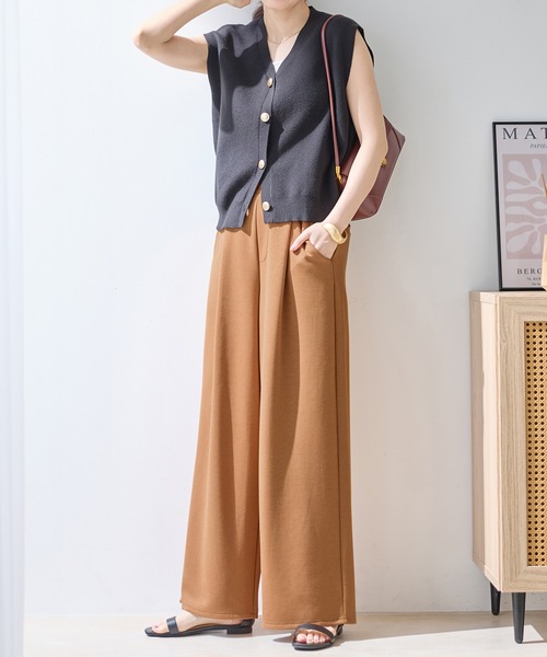 Viola e Viola(ヴィオラエヴィオラ)の「なめらかダンボールワイドパンツ(その他パンツ・レディース・チャコール/ブラウン/杢グレー/ブラック・LL/L/M)」の7枚目の写真