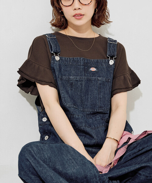 FREAK'S STORE(フリークスストア)の「限定展開 ライト ワッフル フリル 袖 トップス(Tシャツ/カットソー・レディース・ライトグレー/ナチュラル/ネイビー/スミクロ/グリーン/ピンク/ブラウン・フリ-)」の4枚目の写真