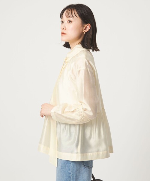 dahl'ia(ダリア)の「【別注】<dahl'ia>シアー ボウタイ ブラウス(シャツ/ブラウス・レディース・オフホワイト/ブラック・FREE)」の5枚目の写真