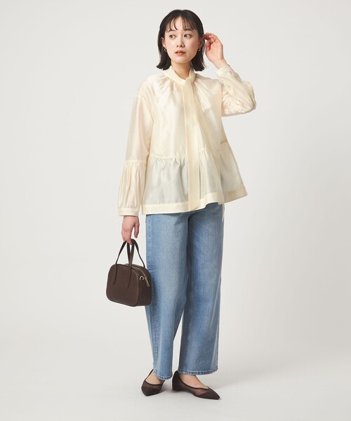 dahl'ia(ダリア)の「【別注】<dahl'ia>シアー ボウタイ ブラウス(シャツ/ブラウス・レディース・オフホワイト/ブラック・FREE)」の7枚目の写真