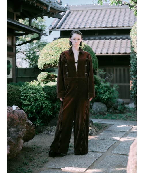 TAJEN:T】BLEACH OUT VELVET JUMP SUIT/ ベルベットジャンプスーツ