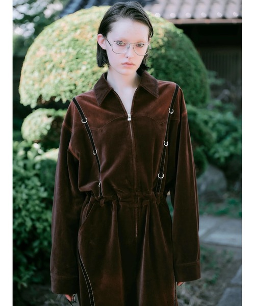 CREO STORE（クレオストア）の「【TAJEN:T】BLEACH OUT VELVET JUMP SUIT/ ベルベットジャンプスーツ（つなぎ/オールインワン・レディース・ブラウン/ブラック系1/ブラック系2・1/2）」の13枚目の写真