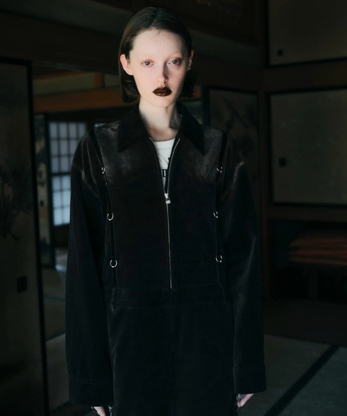 CREO STORE（クレオストア）の「【TAJEN:T】BLEACH OUT VELVET JUMP SUIT/ ベルベットジャンプスーツ（つなぎ/オールインワン・レディース・ブラウン/ブラック系1/ブラック系2・1/2）」の17枚目の写真