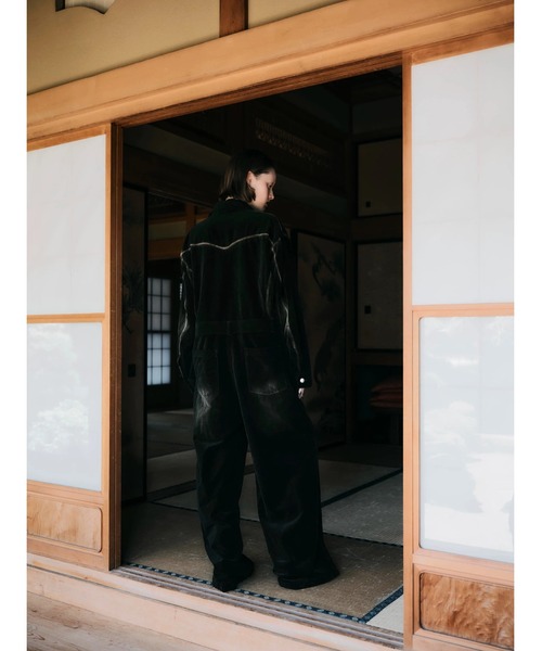 TAJEN:T】BLEACH OUT VELVET JUMP SUIT/ ベルベットジャンプスーツ