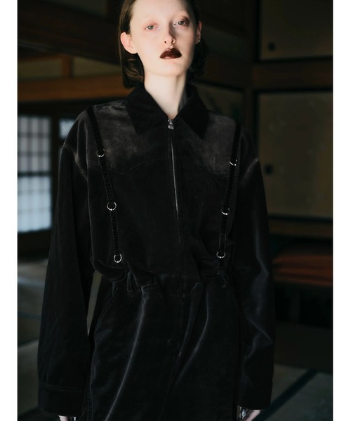 CREO STORE（クレオストア）の「【TAJEN:T】BLEACH OUT VELVET JUMP SUIT/ ベルベットジャンプスーツ（つなぎ/オールインワン・レディース・ブラウン/ブラック系1/ブラック系2・1/2）」の16枚目の写真