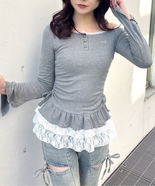 one way（ワンウェイ）の「ペプラムティアードトップス（Tシャツ/カットソー・レディース・グレー/ブラック系その他/ホワイト系その他・FREE）」の20枚目の写真