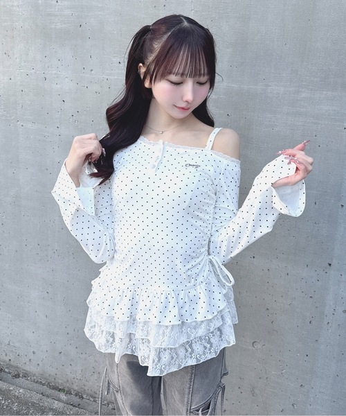 one way（ワンウェイ）の「ペプラムティアードトップス（Tシャツ/カットソー・レディース・グレー/ブラック系その他/ホワイト系その他・FREE）」の7枚目の写真