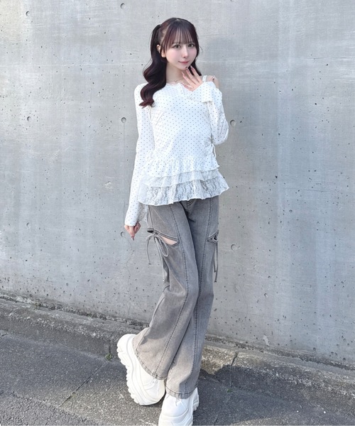 one way（ワンウェイ）の「ペプラムティアードトップス（Tシャツ/カットソー・レディース・グレー/ブラック系その他/ホワイト系その他・FREE）」の11枚目の写真