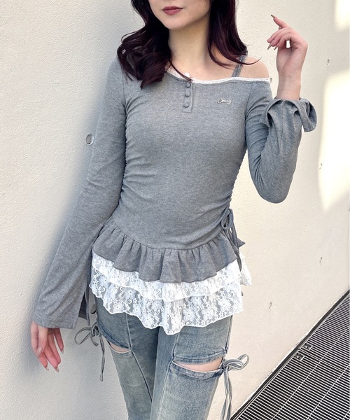 one way（ワンウェイ）の「ペプラムティアードトップス（Tシャツ/カットソー・レディース・グレー/ブラック系その他/ホワイト系その他・FREE）」の18枚目の写真