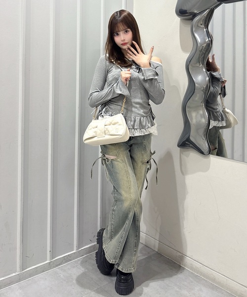 one way（ワンウェイ）の「ペプラムティアードトップス（Tシャツ/カットソー・レディース・グレー/ブラック系その他/ホワイト系その他・FREE）」の16枚目の写真