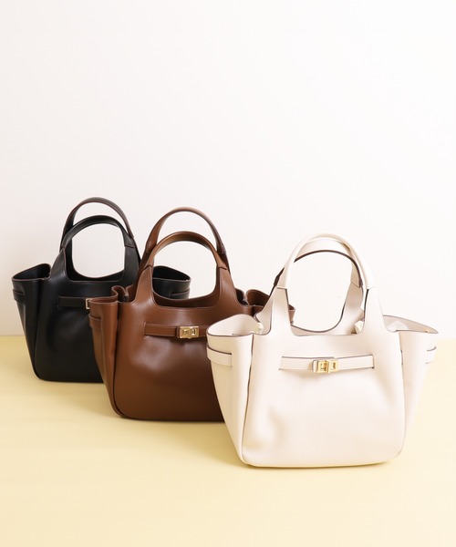 ショルダーベルト付属2WAY ベルトデザインミニトート（ハンドバッグ