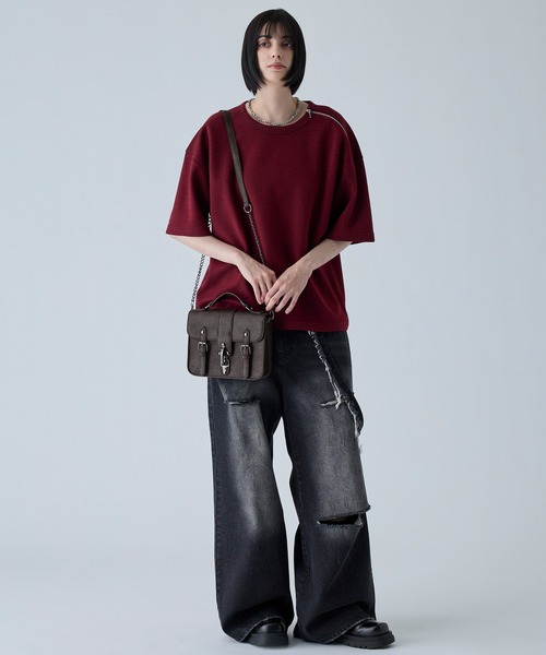 VELNUS(ベルナス)の「【VELNUS】Fireman Square Satchel Chain Shoulder Bag/ファイヤーマン合皮スクエアサッチェルチェーンショルダーバッグ(ショルダーバッグ・メンズ・ブラウン/ブラック・FREE)」の14枚目の写真