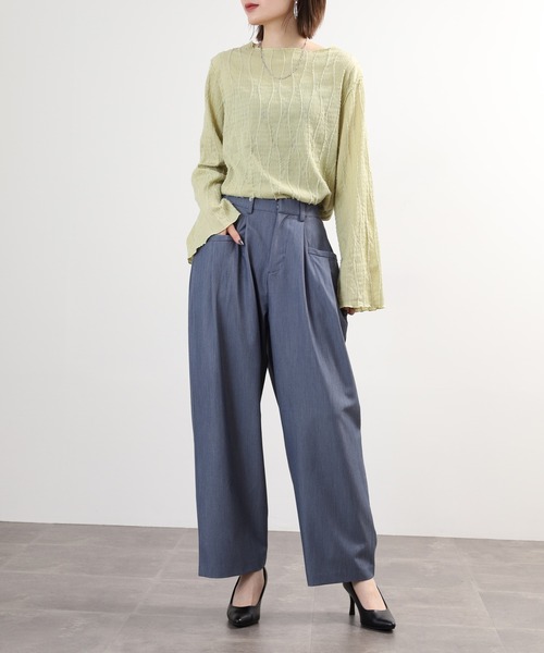 EGLANTINE(エグランティーヌ)の「EGLANTINE コクーンシルエットスラックス(スラックス・レディース・ネイビー/ブラック・38)」の13枚目の写真