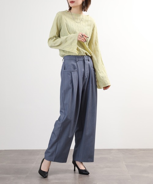 EGLANTINE(エグランティーヌ)の「EGLANTINE コクーンシルエットスラックス(スラックス・レディース・ネイビー/ブラック・38)」の12枚目の写真