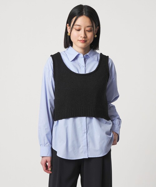A DAY IN THE LIFE UNITED ARROWS(アデイインザライフユナイテッドアローズ)の「ブークレ ニットベスト+シャツ ‐セットアイテム‐<A DAY IN THE LIFE>(シャツ/ブラウス・レディース・グレー系/ブラック・FREE)」の3枚目の写真