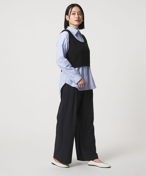 A DAY IN THE LIFE UNITED ARROWS(アデイインザライフユナイテッドアローズ)の「ブークレ ニットベスト+シャツ ‐セットアイテム‐<A DAY IN THE LIFE>(シャツ/ブラウス・レディース・グレー系/ブラック・FREE)」の5枚目の写真