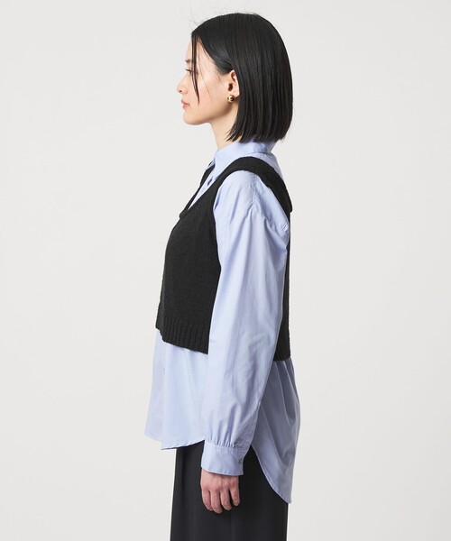 A DAY IN THE LIFE UNITED ARROWS(アデイインザライフユナイテッドアローズ)の「ブークレ ニットベスト+シャツ ‐セットアイテム‐<A DAY IN THE LIFE>(シャツ/ブラウス・レディース・グレー系/ブラック・FREE)」の7枚目の写真