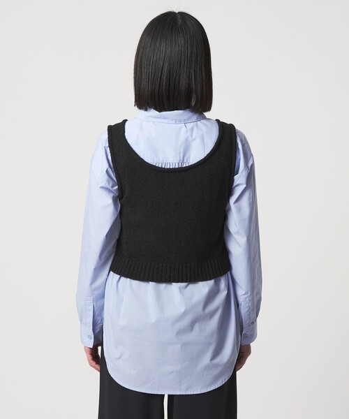 A DAY IN THE LIFE UNITED ARROWS(アデイインザライフユナイテッドアローズ)の「ブークレ ニットベスト+シャツ ‐セットアイテム‐<A DAY IN THE LIFE>(シャツ/ブラウス・レディース・グレー系/ブラック・FREE)」の8枚目の写真
