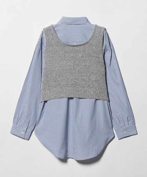 A DAY IN THE LIFE UNITED ARROWS(アデイインザライフユナイテッドアローズ)の「ブークレ ニットベスト+シャツ ‐セットアイテム‐<A DAY IN THE LIFE>(シャツ/ブラウス・レディース・グレー系/ブラック・FREE)」の9枚目の写真