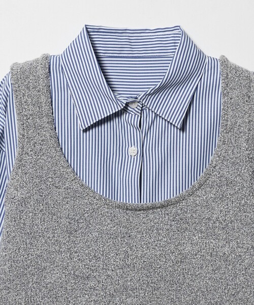 A DAY IN THE LIFE UNITED ARROWS(アデイインザライフユナイテッドアローズ)の「ブークレ ニットベスト+シャツ ‐セットアイテム‐<A DAY IN THE LIFE>(シャツ/ブラウス・レディース・グレー系/ブラック・FREE)」の10枚目の写真