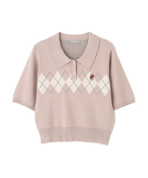 JILL by JILL STUART(ジルバイジルスチュアート)の「<BEARシリーズ>ポロ襟アーガイルニット(ニット/セーター・レディース・ネイビー/ピンク/ホワイト・FREE)」の11枚目の写真