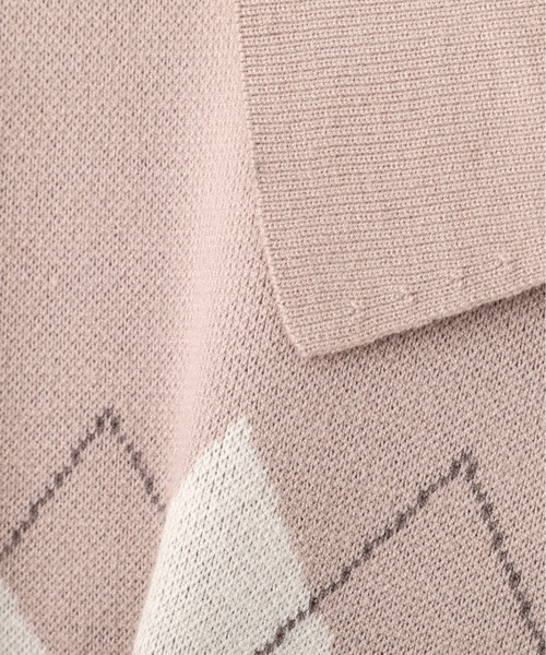 JILL by JILL STUART(ジルバイジルスチュアート)の「<BEARシリーズ>ポロ襟アーガイルニット(ニット/セーター・レディース・ネイビー/ピンク/ホワイト・FREE)」の13枚目の写真