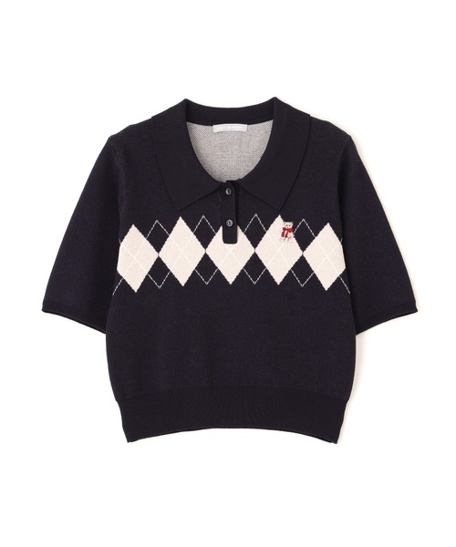 JILL by JILL STUART(ジルバイジルスチュアート)の「<BEARシリーズ>ポロ襟アーガイルニット(ニット/セーター・レディース・ネイビー/ピンク/ホワイト・FREE)」の7枚目の写真