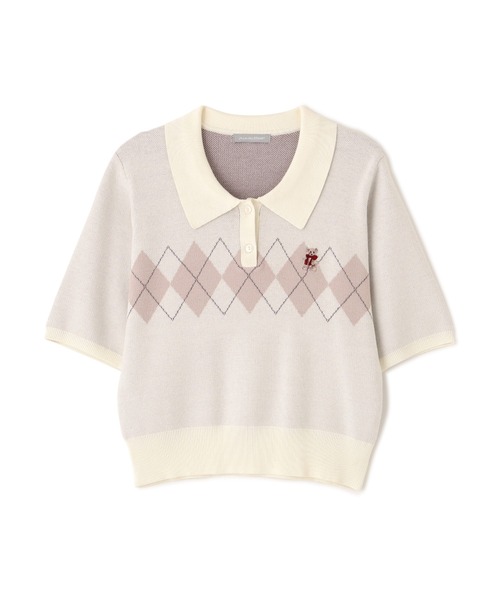 JILL by JILL STUART(ジルバイジルスチュアート)の「<BEARシリーズ>ポロ襟アーガイルニット(ニット/セーター・レディース・ネイビー/ピンク/ホワイト・FREE)」の9枚目の写真