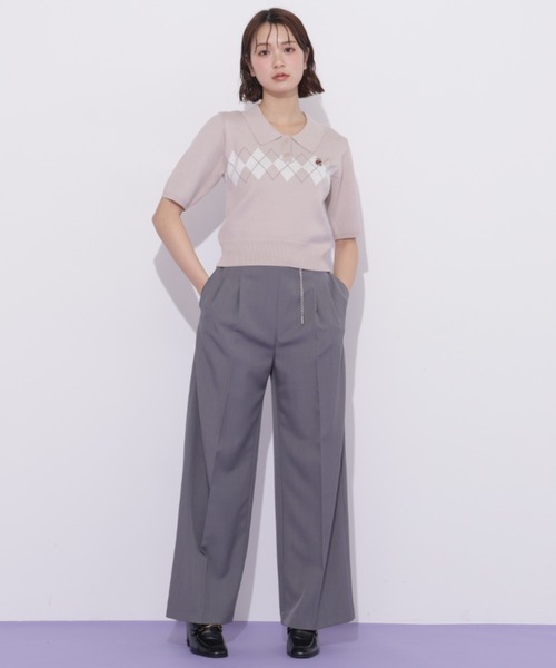 JILL by JILL STUART(ジルバイジルスチュアート)の「<BEARシリーズ>ポロ襟アーガイルニット(ニット/セーター・レディース・ネイビー/ピンク/ホワイト・FREE)」の19枚目の写真