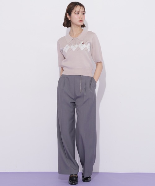 JILL by JILL STUART(ジルバイジルスチュアート)の「<BEARシリーズ>ポロ襟アーガイルニット(ニット/セーター・レディース・ネイビー/ピンク/ホワイト・FREE)」の21枚目の写真