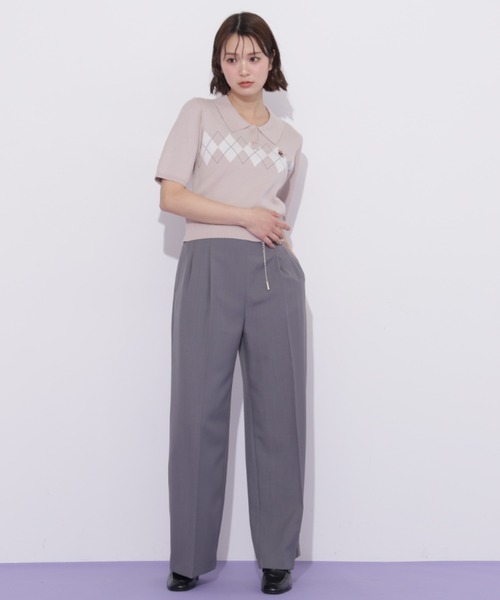 JILL by JILL STUART(ジルバイジルスチュアート)の「<BEARシリーズ>ポロ襟アーガイルニット(ニット/セーター・レディース・ネイビー/ピンク/ホワイト・FREE)」の20枚目の写真