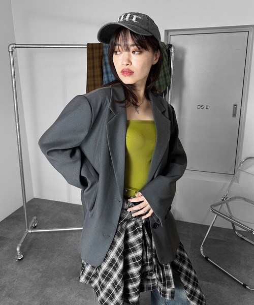 MATU:TA(マトゥータ)の「タイタンジャケット/テーラードジャケット 羽織り オーバーサイズ 海外ガール 美シルエット シングルジャケット 韓国ファッション ブラック ブラウン チャコールグレー(テーラードジャケット・レディース・ブラウン/チャコール/ブラック・FREE)」の8枚目の写真