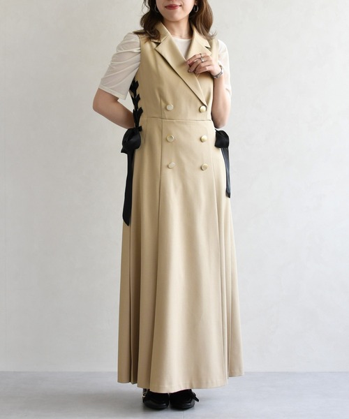 31 Sons de mode（トランテアン　ソン　ドゥ　モード）の「2026春夏新作 サイドリボンワンピース（ワンピース・レディース・ベージュ/グレイッシュベージュ・M/S）」の15枚目の写真