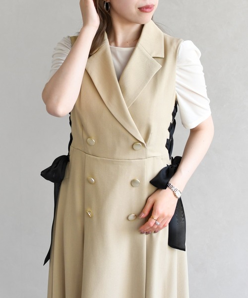 31 Sons de mode（トランテアン　ソン　ドゥ　モード）の「2026春夏新作 サイドリボンワンピース（ワンピース・レディース・ベージュ/グレイッシュベージュ・M/S）」の13枚目の写真