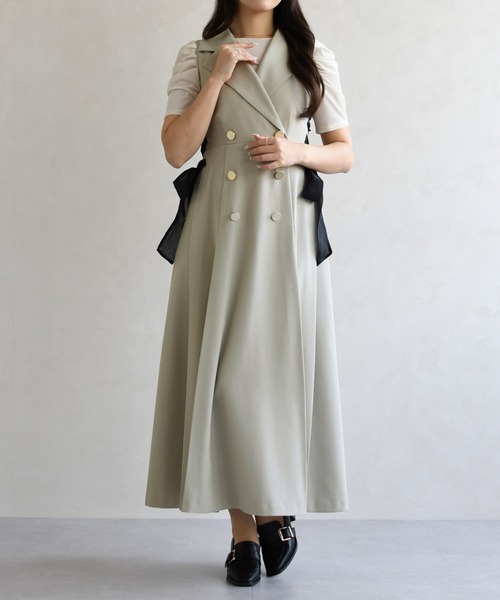 31 Sons de mode（トランテアン　ソン　ドゥ　モード）の「2026春夏新作 サイドリボンワンピース（ワンピース・レディース・ベージュ/グレイッシュベージュ・M/S）」の10枚目の写真