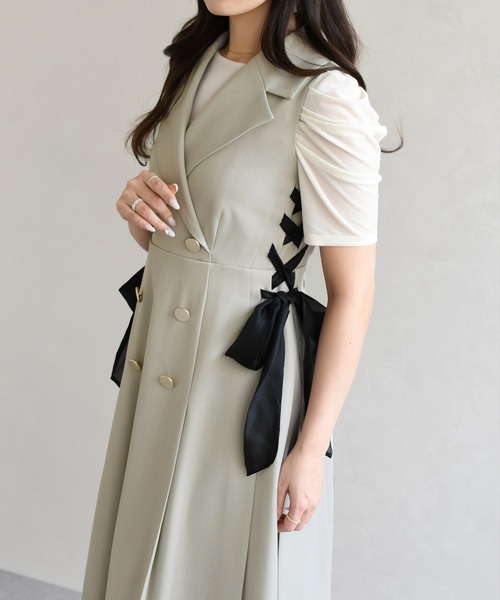 31 Sons de mode（トランテアン　ソン　ドゥ　モード）の「2026春夏新作 サイドリボンワンピース（ワンピース・レディース・ベージュ/グレイッシュベージュ・M/S）」の8枚目の写真