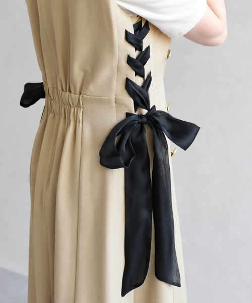 31 Sons de mode（トランテアン　ソン　ドゥ　モード）の「2026春夏新作 サイドリボンワンピース（ワンピース・レディース・ベージュ/グレイッシュベージュ・M/S）」の21枚目の写真