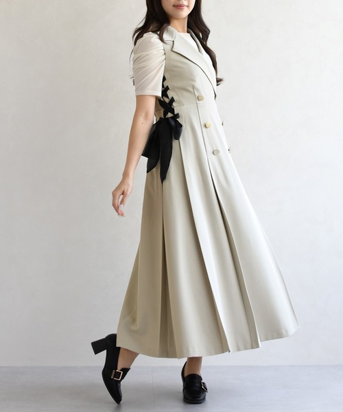 31 Sons de mode（トランテアン　ソン　ドゥ　モード）の「2026春夏新作 サイドリボンワンピース（ワンピース・レディース・ベージュ/グレイッシュベージュ・M/S）」の7枚目の写真