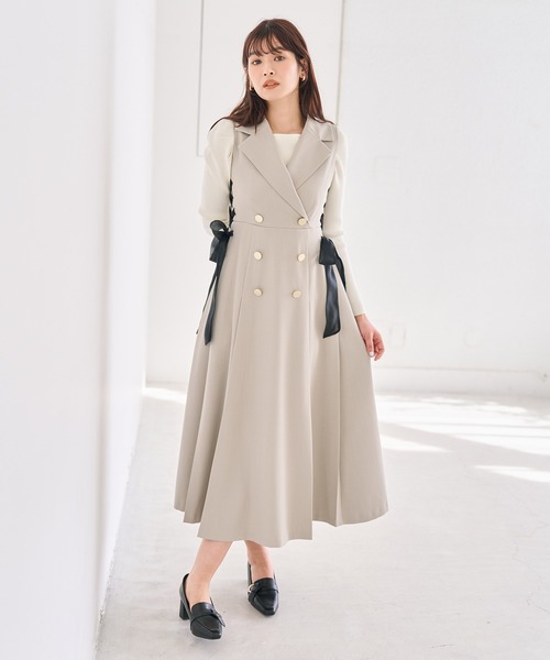 31 Sons de mode（トランテアン　ソン　ドゥ　モード）の「2026春夏新作 サイドリボンワンピース（ワンピース・レディース・ベージュ/グレイッシュベージュ・M/S）」の3枚目の写真