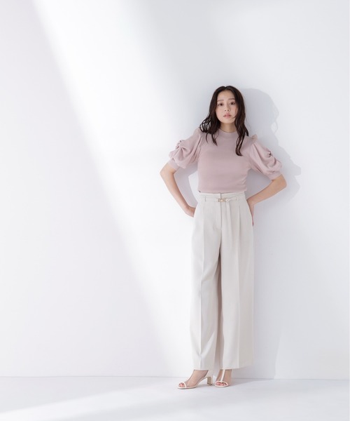 NATURAL BEAUTY BASIC(ナチュラルビューティーベーシック)の「【CLASSY.5月号掲載】【Oggi5月号掲載】◇<骨格ウェーブ>ハイウエストベルテッドパンツ(その他パンツ・レディース・ライトグリーン/ベージュ/チャコールグレー・X-SMALL/SMALL/MEDIUM)」の2枚目の写真