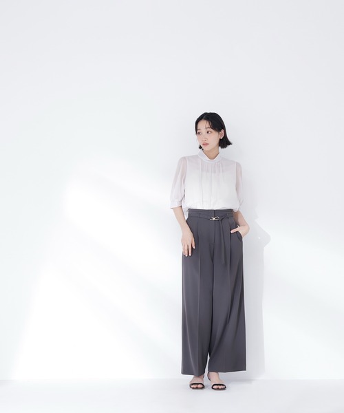 NATURAL BEAUTY BASIC(ナチュラルビューティーベーシック)の「【CLASSY.5月号掲載】【Oggi5月号掲載】◇<骨格ウェーブ>ハイウエストベルテッドパンツ(その他パンツ・レディース・ライトグリーン/ベージュ/チャコールグレー・X-SMALL/SMALL/MEDIUM)」の5枚目の写真
